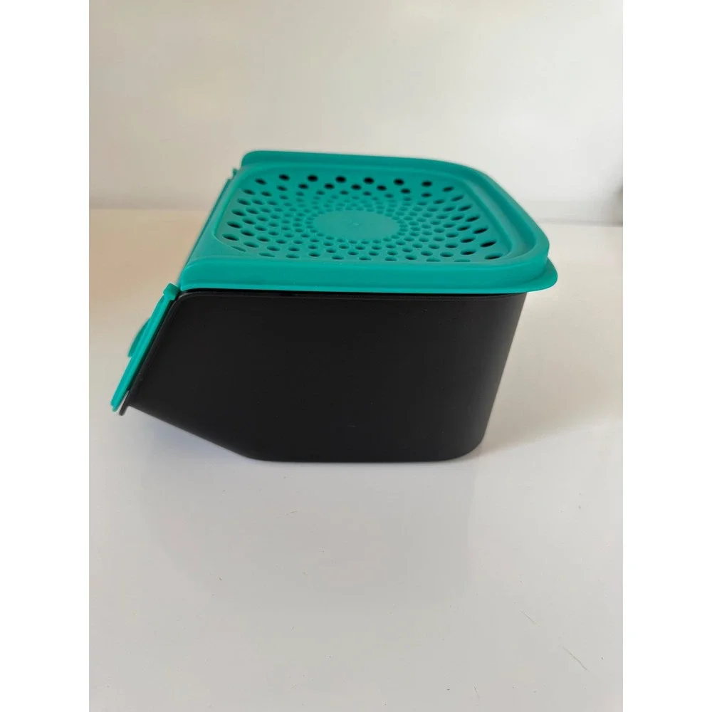 Tupperware Garlic-N-All Keeper Teal Black Small Ventilated Pantry Storage 2.3L